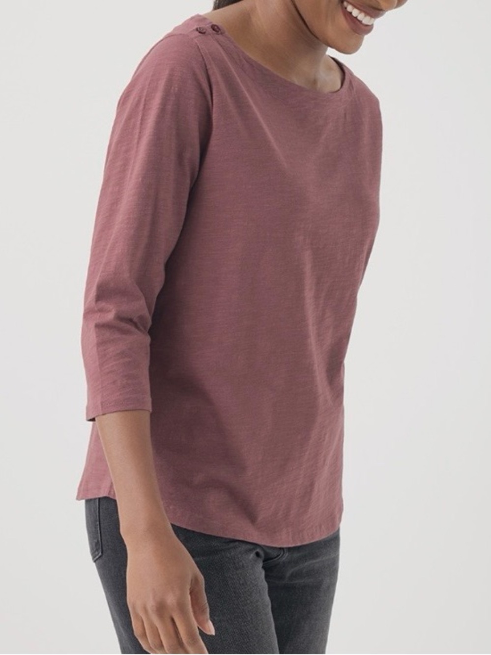 Pact Relaxed Slub Boatneck Button Top